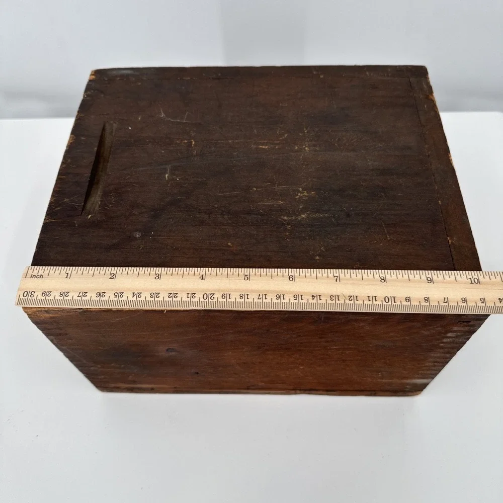 ANTIQUE SLIDE LID CANDLE Solid Wood Box DOCUMENT BOX Dry Finish